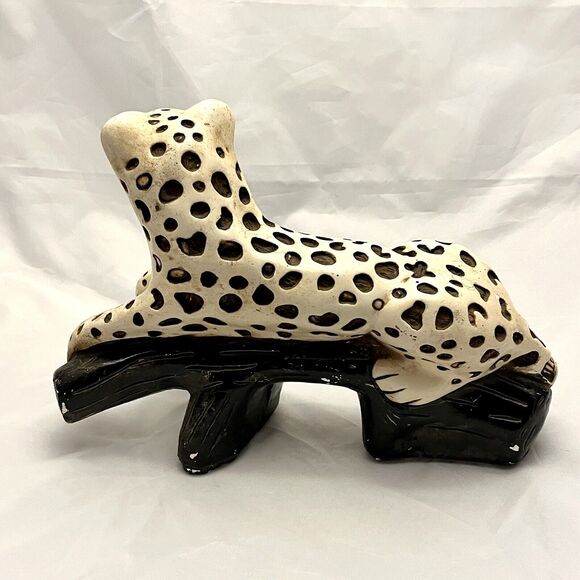 MCM Chalkware/Plaster Large Leopard Table Figure Statue Made in Mexico - Picture 4 of 12